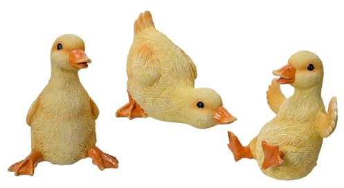 Dekofigur Entenküken 13,5cm Keramik 1 Stück Sortiert - Entchen zum Stellen - Keramikfigur Entenbaby Gartendeko Wohndeko - Osterdeko Osterschmuck - Tierfigur Deko