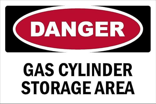 Danger, Gas cylinder storage area, safety sign - 1mm flexible Plastic sign (300mm x 200mm)