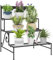 Outsunny Soporte para Plantas de 3 Niveles Estantería para Plantas para Esquina Diseño en Escalera Soporte para Macetas Interior y Exterior 73x66x85 cm Negro