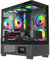 IONZ KZ-V Mini Aether mATX PC Gaming case, Tempered Glass, LED Temperature Display, includes 3 x120 mm ARGB Fans, Black