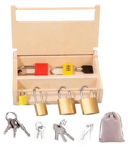 Educational Wooden Lock Set - Matériel montesori en Bois avec Clés et Serrures, Jeu Éducatif STEM Filles et Garçons, Développement de la Coordination, Activité Ludique à la Maison, École Maternelle
