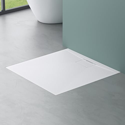 Mai & Mai Duschtasse 90x90x3cm Duschwanne aus Mineralguss | Mineralgusswanne in Weiß DIN-Anschlüsse Geoma07