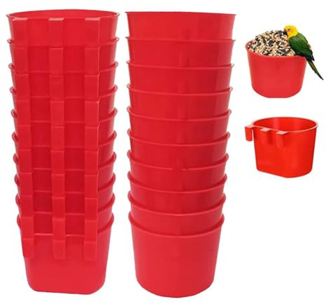 Sefdrert 20Pcs Plastic Birds Feeders Seed Bowl for Cage,Hanging Chicken Water Feeder Cup