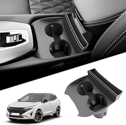 SKTU Mittelkonsole Getränkehalter Kompatibel mit Nissan Qashqai J12 e-Power/Mild Hybrid 2021-2024 2025,Becherhalter Matte Auto Cup Holder für Qashqai 2025 Accessories (TPE)