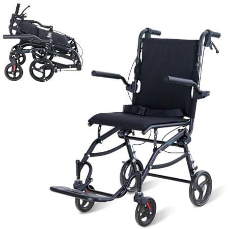 AEVITAL Rollstuhl Leicht Faltbar Schmal Rollstühle bis 100 kg