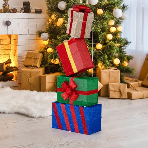 SOARS 4er Set LED Geschenkbox 119cm, mit 52 warmweißen LEDs, Weihnachtsdeko Outdoor groß, Weihnachtenboxen frei kombinierbar, Weihnachtsdekoration Weihnachtsbeleuchtung für Innen & Außen