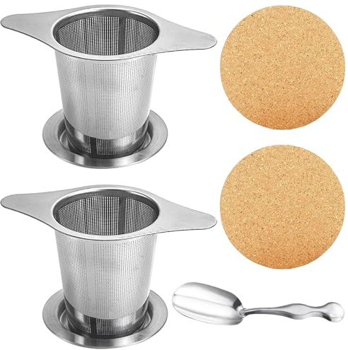 5 Piezas Tetera Infusiones Acero Inoxidable | Infusor de te Viene con Cuchara y Mantel, Colador te Malla Fina Apto para Teteras, Tazas de té y Tazas