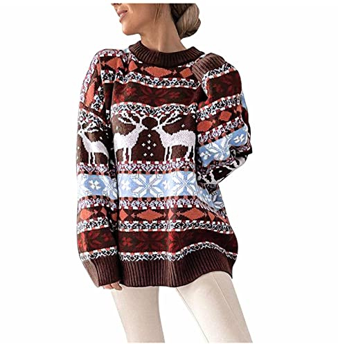 Generisch Bluse Damen Xmas Große Größen Sportlich Pullover Langarm Modischeen Print Rundhals