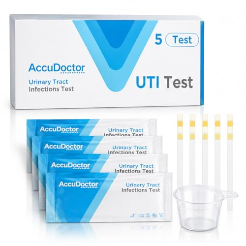 5 AccuDoctor Test Infezione Urinaria 4 Parametri, Strisce Reattive Urine con Nitriti Leucociti Sangue e Proteine, Kit Analisi Urinaria Rapida, Stick Test per Cistite e Controllo Vie Urinarie - Facile