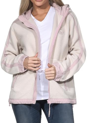 Sublevel Damen Teddyfleece Jacke Plüsch Sherpa Fleecejacke mit Kapuze LSL-540 Nude Beige S