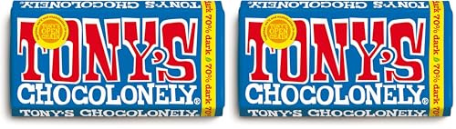 Tony's Chocolonely Dark Chocolate Bar - 180g, 70% Belgian Fairtrade Chocolate, Gift, Vegan (Pack of 2)