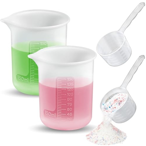 ecooe Lot de 4 doseurs de lessive en poudre : 2 boules de lavage doseuses + 2 cuillères doseuses