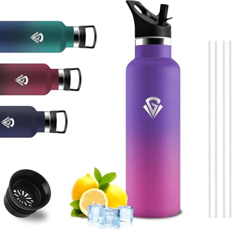 Botella Agua Acero Inoxidable- Cantimplora Termica 500ml- A Prueba de Fugas- Botella Agua Niños- Mantiene 24H Frio/12H Calor- Cantimplora, Termo para Deportes, Oficina, Camping, Gym