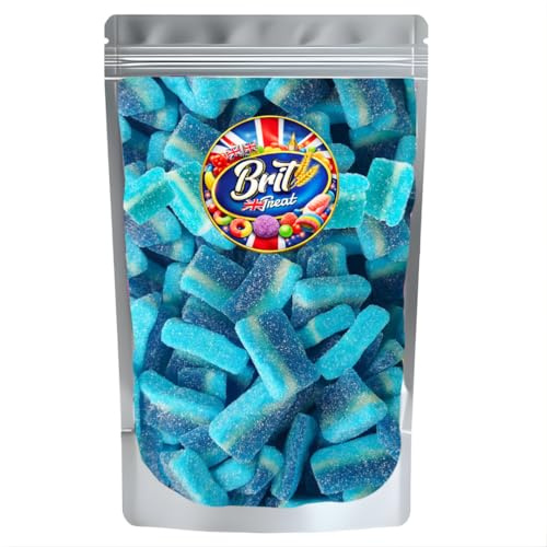 BRIT TREAT 1kg Blue Raspberry Slices Sour Candy - Traditional Halal Pick n Mix Sweets - Large Fizzy Sharing Pouch for All Occasions - Blue Gummy Candy for Movie Nights, Gifts & Party Bags