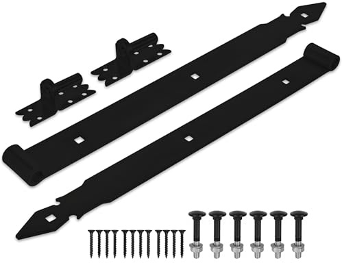 STEELNEX Ladenband mit Kloben 2 St. - Dekorative Torband 500 x 45 mm - Schwarz Pulverbeschichtet Türband - Torscharnier - Torbeschlag - Türbeschlag - Baubeschlag