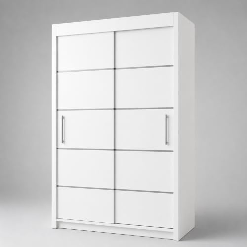 Distro Direct Furniture (DDF) Daisy Modern 2 Door Sliding Wardrobe, Bedroom Storage Cupboard, Multiple Colours and Sizes (White, 120cm)