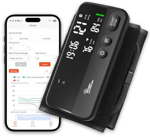 newgen medicals Blutdruckmesser: Oberarm-Blutdruckmessgerät, Bluetooth, App, bis 42 cm Oberarmumfang (Reise Oberarm-Blutdruckmessgerät, mit Manschette, Blutdruckmessgerat)