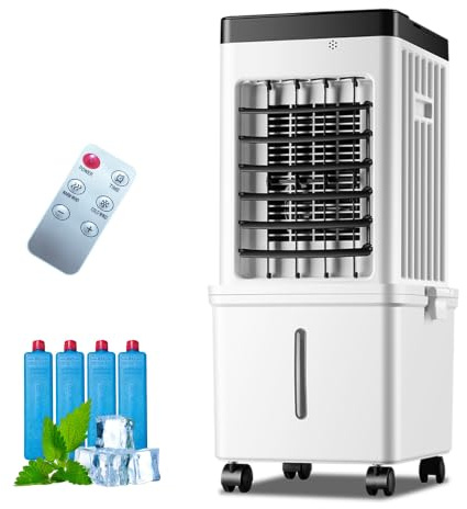 KJEKT 3-In-1 mobiler Luftkühler, 27x23x60cm, 15l Wassertank, 3 Geschwindigkeiten & 3 Modi, Digitale Anzeige, 7,5h Timer, Mit 4 Rollen