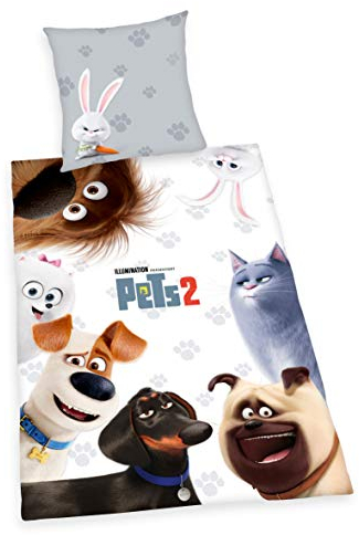 Herding PETS 2 Bettwäsche-Set, Wendemotiv, Bettbezug 135 x 200cm, Kopfkissenbezug 80 x 80cm, Baumwolle/Renforcé
