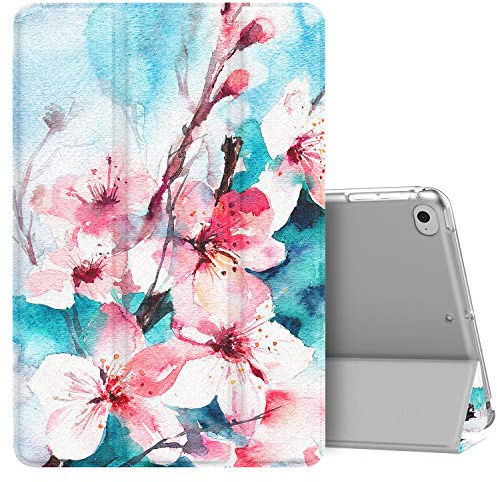 MoKo Custodia Protettiva Compatibile con New iPad Mini 5th Generation 7.9 2019/iPad Mini 4 2015, Case Leggero e Sottile, Semi-trasparente, Auto Sveglia/Sonno - Fiori del Pesco