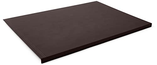 Eglooh - Urania - Gewinkelte Schreibtischunterlage Leder Dunkel Braun cm 90x60 - Innenseele aus Stahl mit L-geformtem Vorderprofil, handwerkliche Nähten und rutschfester Boden - Made in Italy