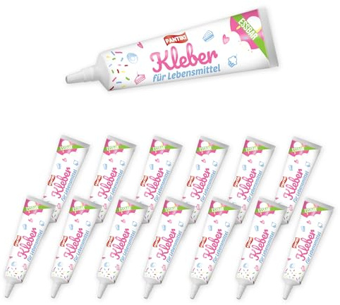14x Essbarer Lebensmittelkleber transparent, für Lebkuchenhaus & Kekse, 20g | PANTIKI Wiederverschließbar | Essbarer Lebensmittelkleber für Lebkuchenhaus, Torten & Fondant, lebensmitteltauglich – Event
