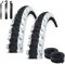 Angebot-Set / 2 x Kenda K-829 MTB 24 Fahrradreifen Fahrradmantel Schwarz/Weiß 50-507 (24x1.95) + 2 passende Schläuche AV inkl. 3 Reifenheber