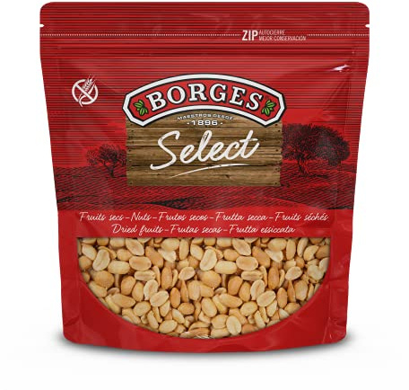 Borges - Cacahuetes Pelados Fritos y Salados Selección Borges - Con alto contenido en Fósforo, Potasio, Fibra, Calcio y Hierro - Frutos Secos sin Gluten - 1 Kg.