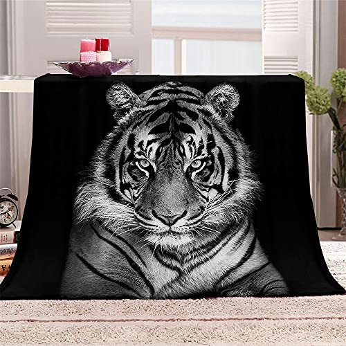 FANSU Kuscheldecke Flauschig Flanell Decke, 3D Drucken Microfaser Weich Warm Plüsch Fleecedecke Sofadecke Couchdecke Wohndecke Bettdecke Tagesdecke (Schwarzer Tiger,180x200cm)