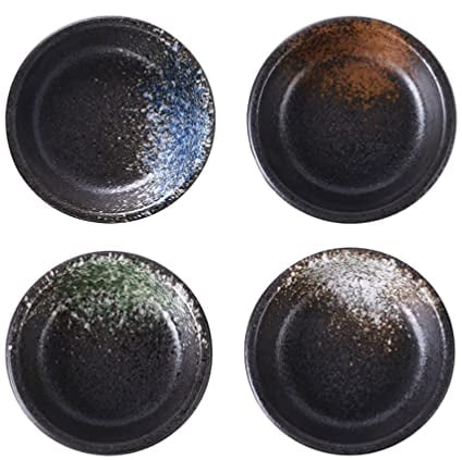 Cabilock Japanese Decor Ceramic Dishes Dip Dish Ceramic Small Bowls Japanese Style Dipping Bowls Set of 4 for Sushi, Sauce, Snack, Chips and Dips, Ingredients Decorative Bowls