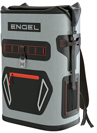 Engel 23.7 L Insulated Cooler Backpack - Light Gray/Red