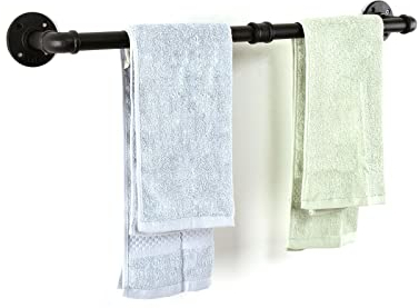 LINKPIPES Rohr Handtuch Bar Wand montiert Industriehandtuch Rack Halter Rustikale Heavy Duty Badezimmer Hardware (24 inch, Schwarz)