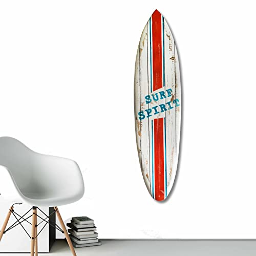 Dekoratives Surfbrett aus Mangoholz, handgefertigt in Bali – Boheme-Wanddeko zum Aufhängen im Schlafzimmer, Wohnzimmer, Strand-Dekoration, Sommer, Hawaii, Vintage (Surf Spirit)