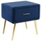 Beliani Nachttisch Samtstoff blau mit Schublade Metallgestell Gold Modern Glam Flayat