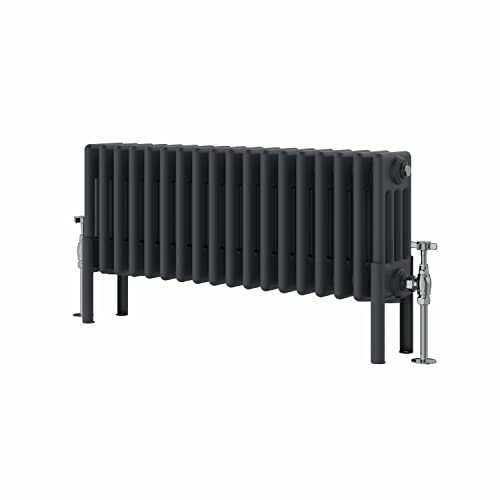 WarmeHaus Radiador tradicional horizontal de hierro fundido de 300 x 830 mm, 4 columnas, color antracita