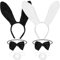 Capaneus Hasenohren Mädchen Damen,Sexy Hasen Ohren Haarreif,Kaninchenohren Set,Rabbit Bunny Ears mit Fliege+Schwanz für Damen Frauen Ostern Cosplay (Schwarz Weiß)