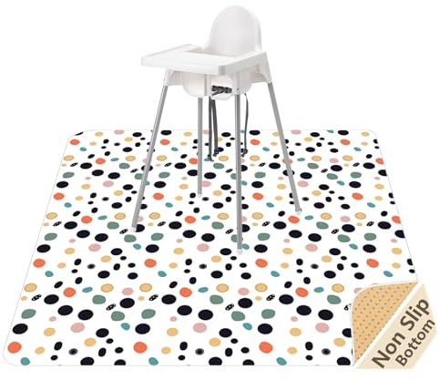 Splat Mat for Under High Chair/Arts/Crafts, WOMUMON Washable Spill Mat Waterproof Anti-Slip Floor Protector Splash Mat, Messy Mat and Table Cloth