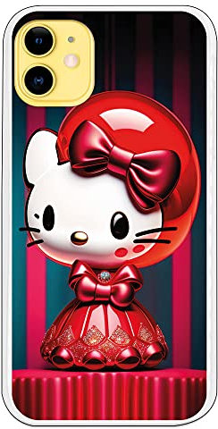 Personalaizer Hello Kitty Schutzhülle für iPhone 11, aus transparentem TPU, kratzfest, leicht, originell, kompatibel mit kabellosem Laden