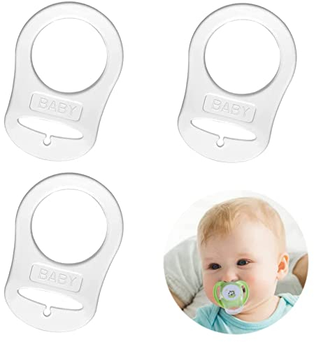 Jinpojun 3 Stück Schnuller Adapter, Silikon Baby Dummy Schnuller Halter Clip Adapter Ring, Schnullerkette Silikon Adapter, Silikonring für Schnuller, Silikon-Knopf-Ring