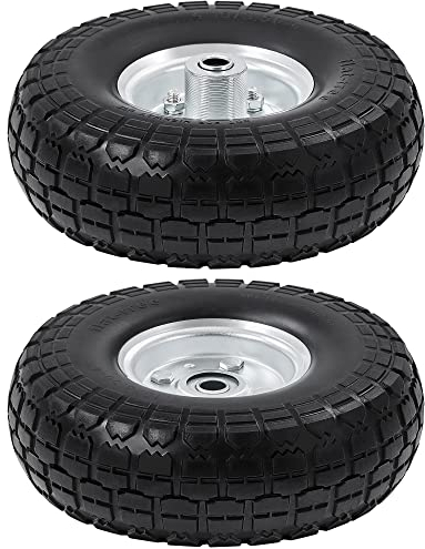 Yaheetech 10in Wheelbarrow Wheels Tyre Set of 2PCs Puncture Proof, Solid Wheelbarrow Trailer Tires, Garden Truck Trolley Wheels for Lawn Trolley/Wagon/Barrow/Go Cart/Trailer Truck