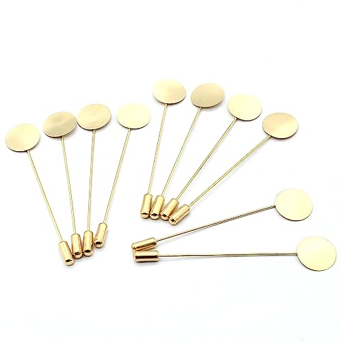 Hitefu 60 Stück flache, runde Anstecknadeln zum Basteln, goldfarbene Sicherheitsnadeln, Brosche, Anstecknadeln, Anzug, Hut, Krawattennadel, Schal, Abzeichen für DIY-Kostüme