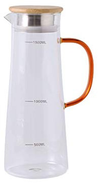 LUCBEI Brocche Brocca di Vetro con Coperchio del Filtro Caraffa in Vetro con Una Linea di Laurea di precisione for la brocca di Succo di tè Freddo, Bevande Fredde/Calde Caraffe da Tavola Brocche