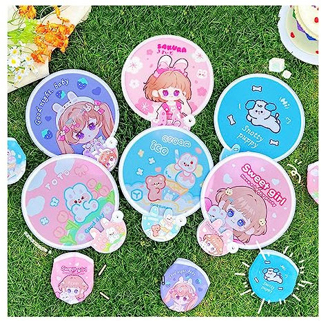 Abanico plegable de estilo japonés, 6 unidades, abanico redondo plegable, para festival de verano, portátil, redondo, portátil, bonito abanico redondo para decoración de la vida familiar, juguetes