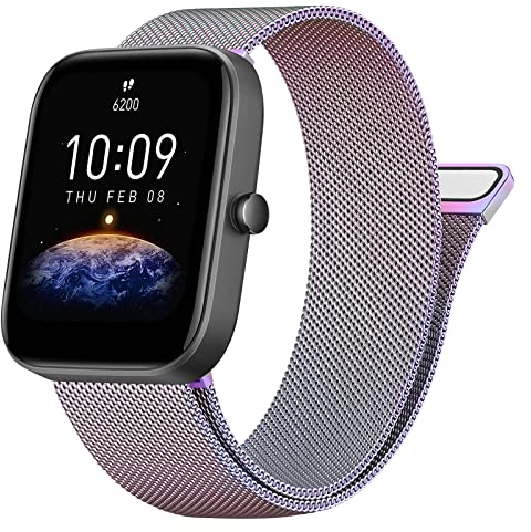Vancle Armband für Amazfit Bip U Pro Armband/Bip 3 Pro/Bip 3/Bip S/Bip S Lite/Bip U/Bip/Bip Lite Damen Herren,Metall Mesh Edelstahl Ersatzarmband 20mm Uhrenarmband für Amazfit Bip 3 Pro(Bunt)