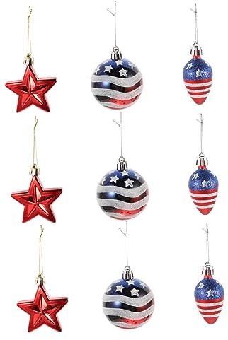 Abaodam 9st Weihnachtskugeln 4. Juli Baum Hängen Lieferungen Der Unabhängigkeitspartei Patriotische Hängende Kugelverzierungen Hängende Kugeln Aus Kunststoff P.s Flagge Kunsthandwerk