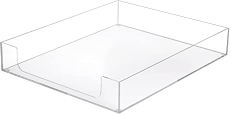 BSTKEY Acrylic Clear Desk Letter Tray File Holder Tray, Rectangle A4 Paper Document Organizer File Magazine Storage Basket Office A4 File Letter Holder
