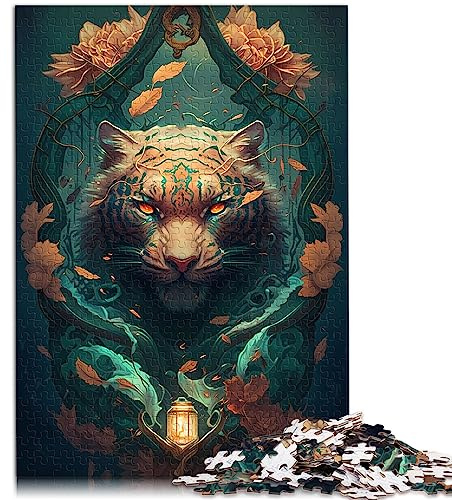 Puzzles für Erwachsene, Skurriler Tiger, 1000-teiliges Puzzle, Holzpuzzle für Erwachsene und Kinder, Stressabbau, Größe: 50x75 cm