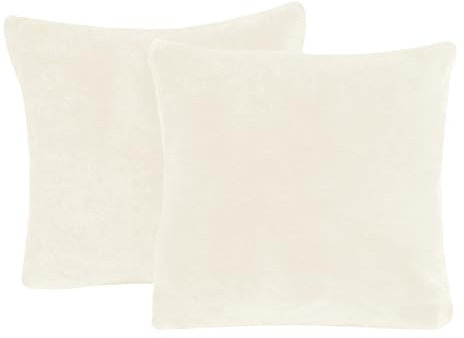 one-home 2er Pack Kissenbezug Kissenhülle Kopfkissenbezug Teddy Plüsch Uni Winter kuschelig flauschig warm weich, Größe: 50x50 cm, Farbe: beige