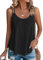 WNEEDU Canotte da Donna delle Signore Estate Maniche Camicie Casual Loose Fit Gilet Canotte per Le Donne Ricamo Occhielli Cami Canotta Nero L