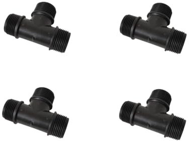 PP Gewindefitting Schraubfitting T-Stück Schwarz Schlauchverbinder PN10 Fittings AG 3/4 Zoll 4 Stück
